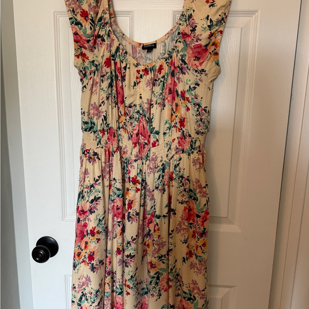 Torrid Pink and Red Ruffled Tiered Sundress
